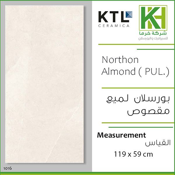 صورة بلاط بورسلان اسباني ملمع مقصوص 59×119سم نورثون الموند
