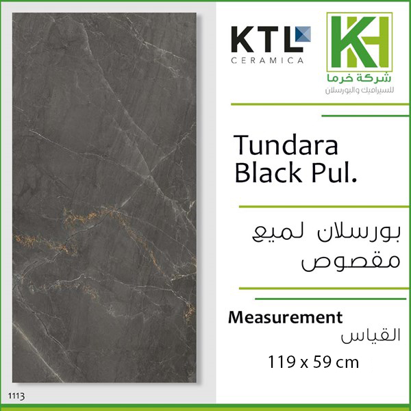 صورة بلاط بورسلان اسباني ملمع مقصوص 59×119سم توندارا بلاك 
