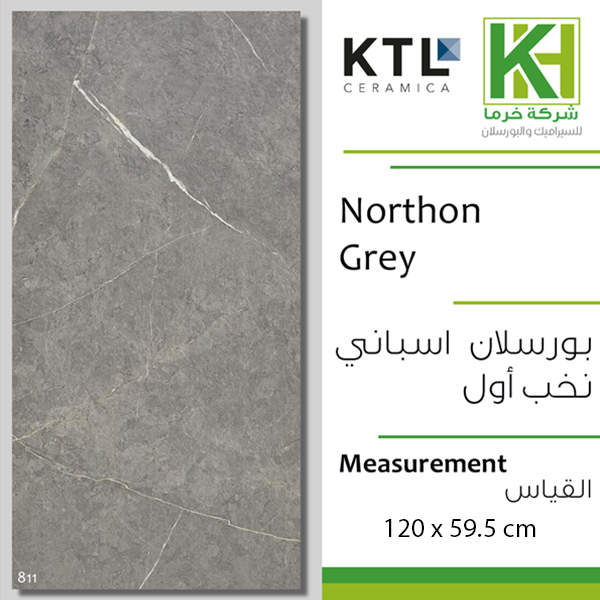 صورة بلاط بورسلان اسباني مط مقصوص 59.5×120سم نورثون جراي
