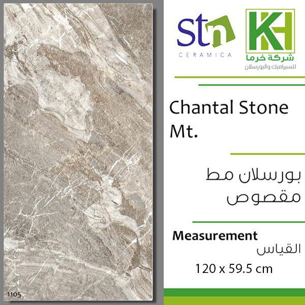 صورة  بلاط بورسلان مط مقصوص 59.5×120سم اسباني شانتال ستون
