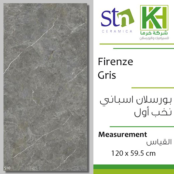صورة بلاط بورسلان مط مقصوص 59.5×120سم اسباني فايرينزي جريس
