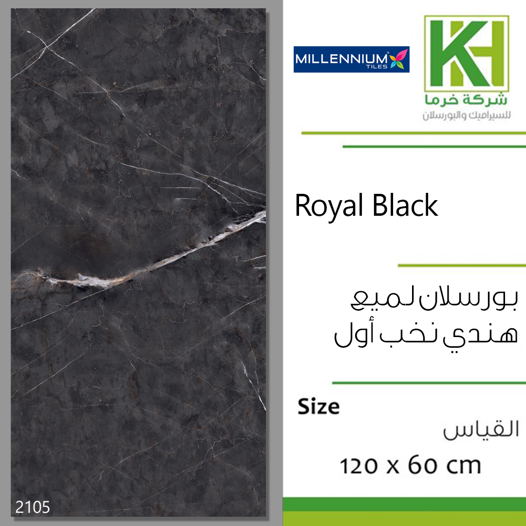 Picture of Indian porcelain glossy tile 60x120cm Royal Black