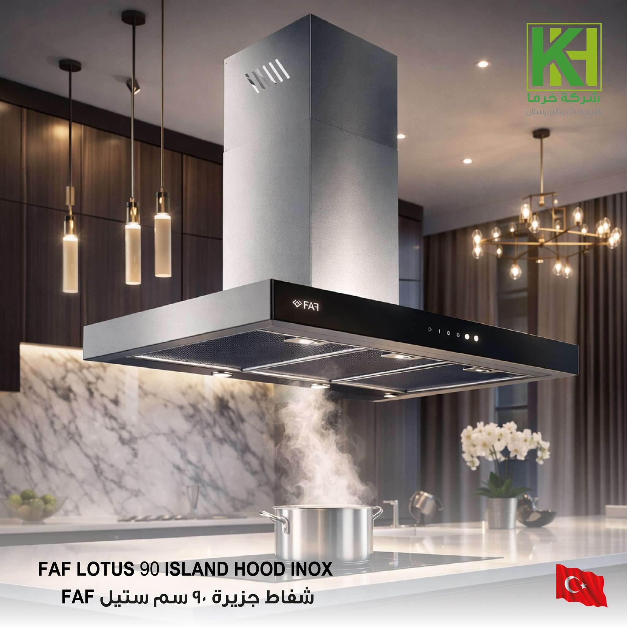 Picture of FAF LOTUS 90 ISLAND HOOD INOX 