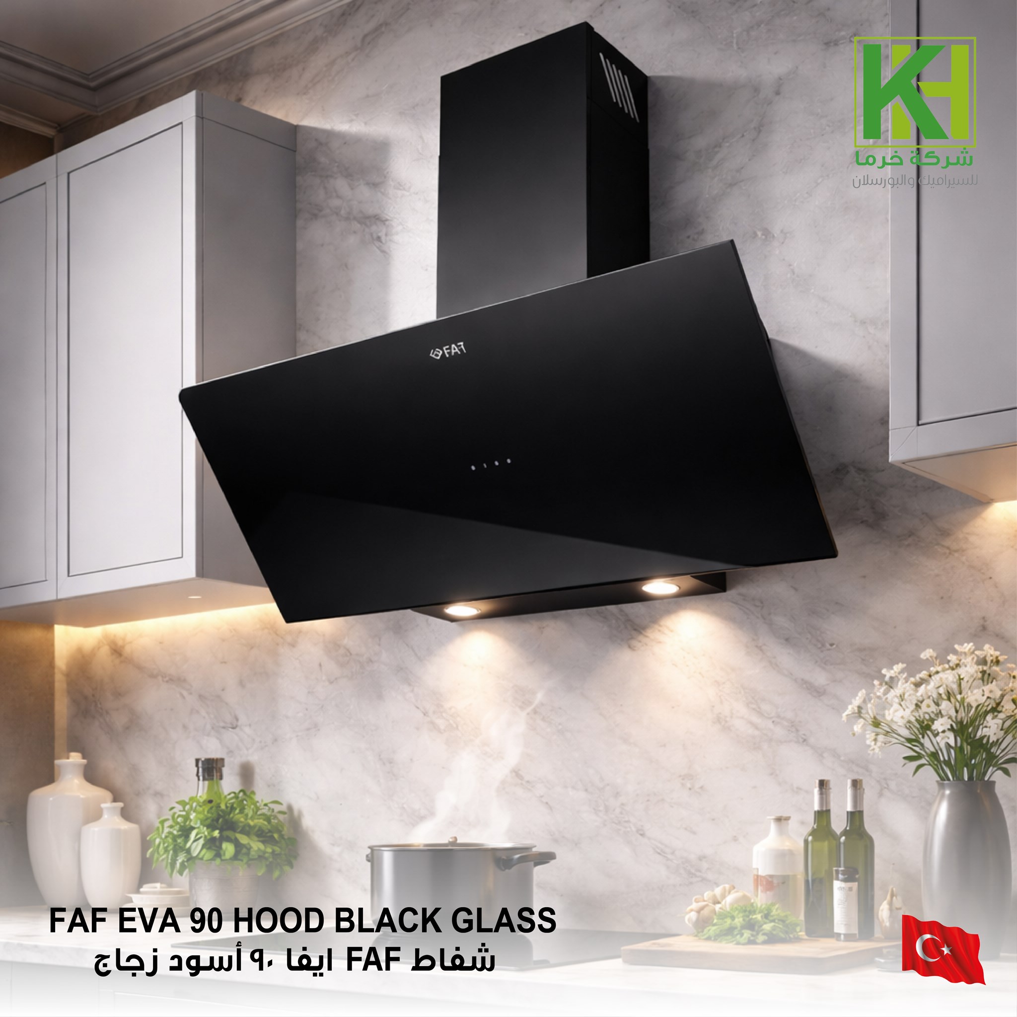 Picture of FAF EVA 90 HOOD BLACK GLASS