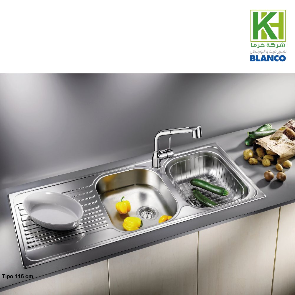 Blanco Tipo 8S 116 cm Sink – Double Bowl Stainless Steel with Left