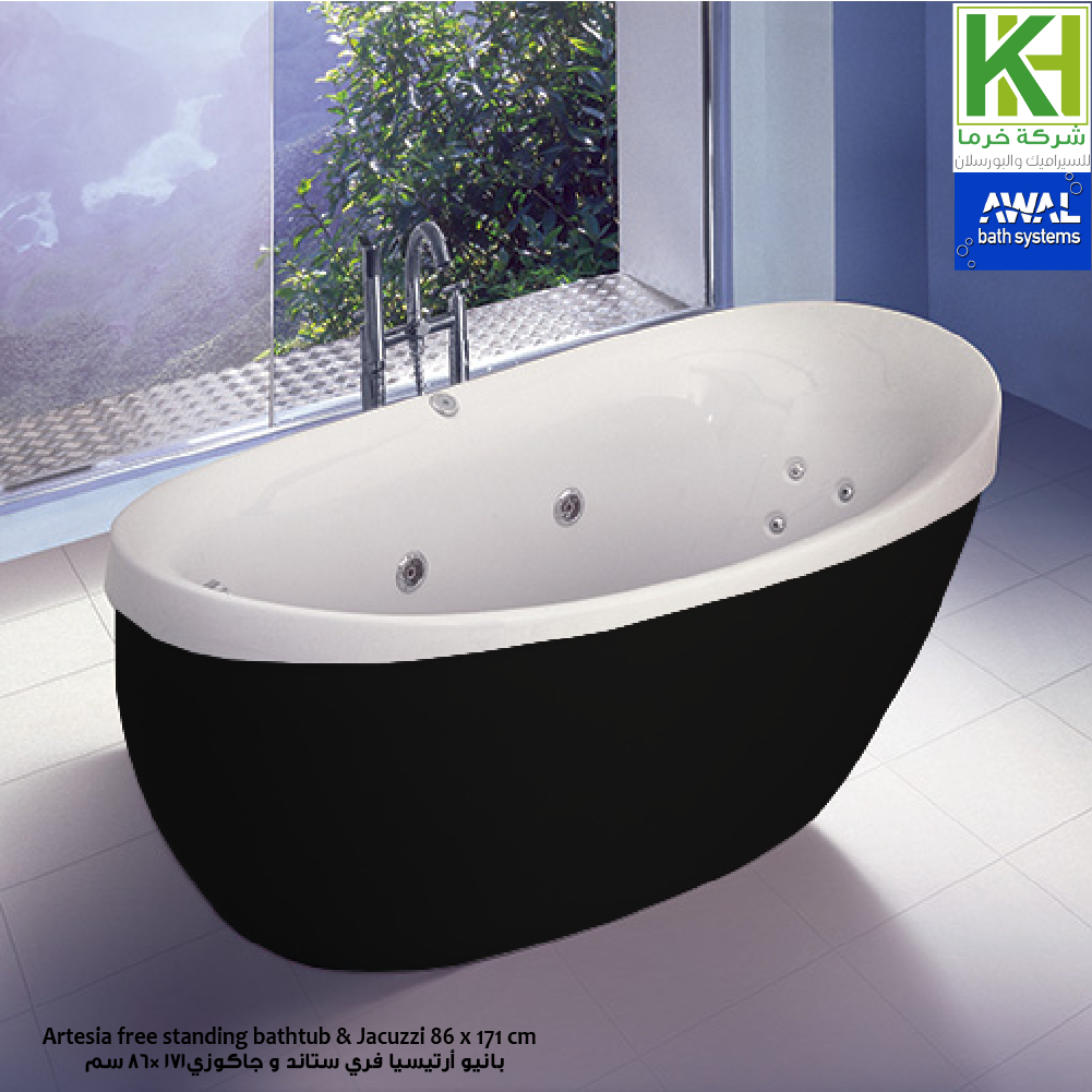 Picture of Artesia free standing bathtub& jacuzzi 171 cm with mixer